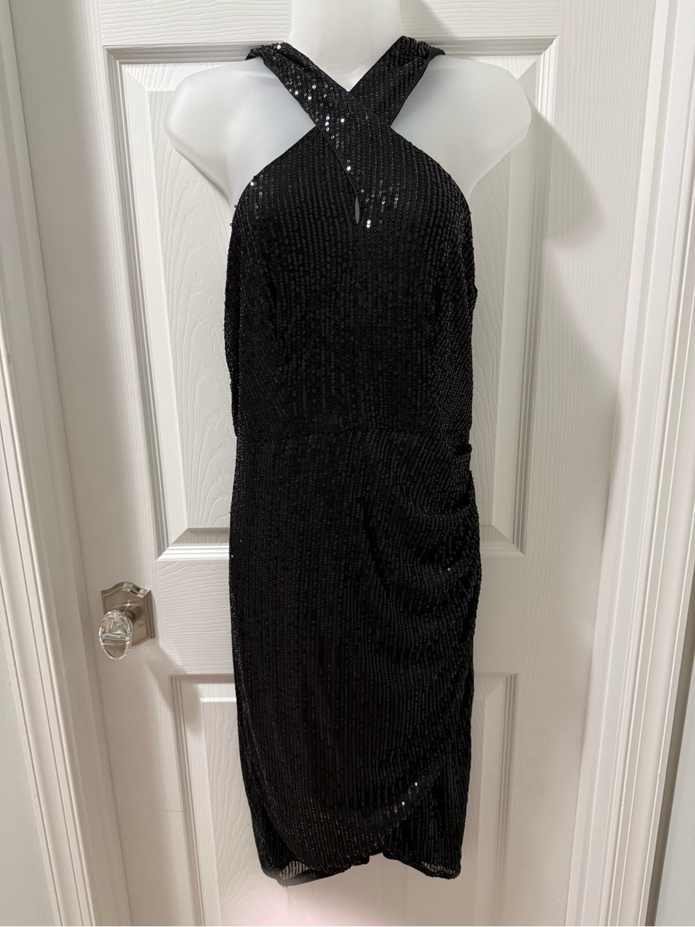Grace Karin Black One-Shoulder Sequin Sheath Dress